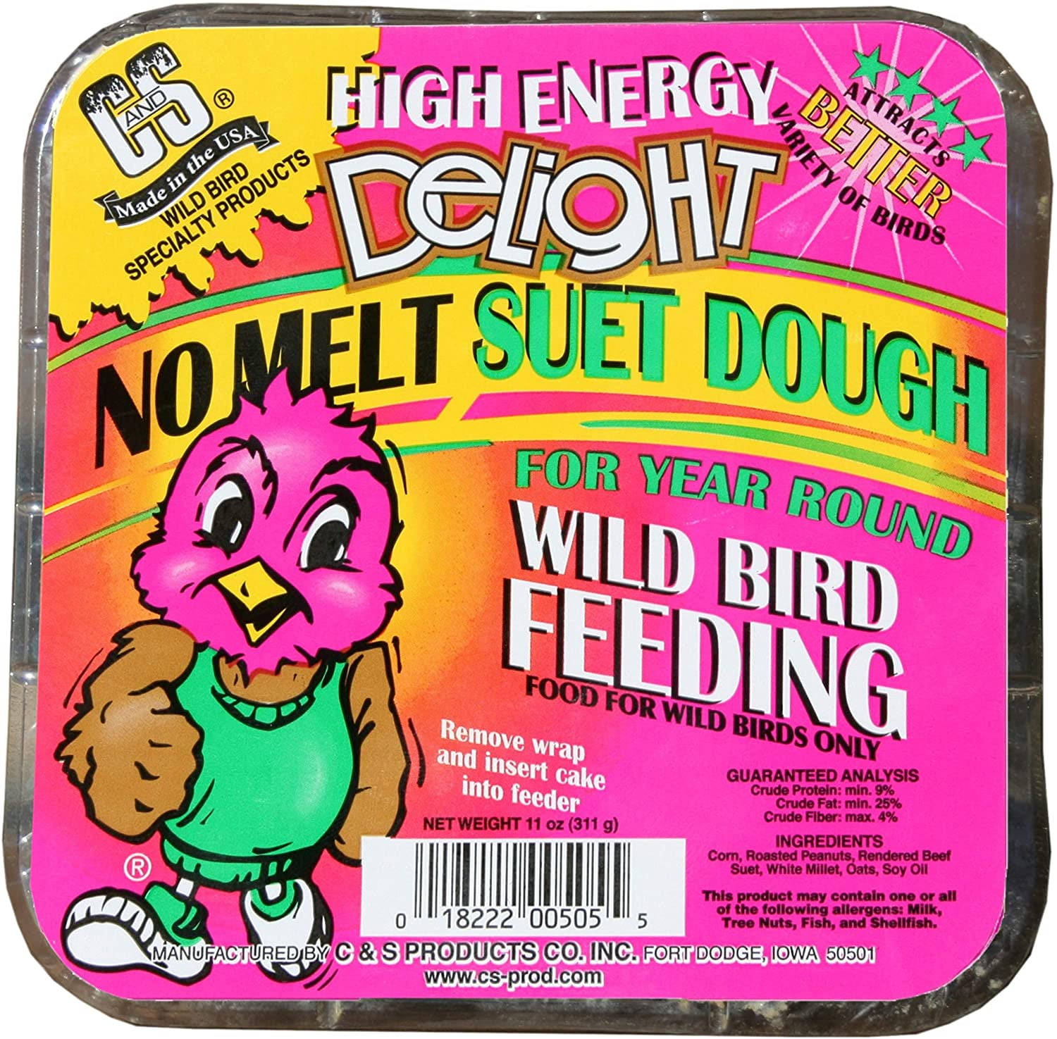 C&S High Energy Delight No Melt Suet Dough Bird Food 11.75 oz. 12Pack