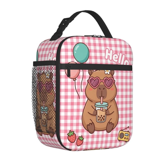 Capybara Insulated Lunch Bag Lightweight Cooler Box Reusable Meal Organizer Office Commute Portable Handheld Travel Bag Animal Graphic Print Carry