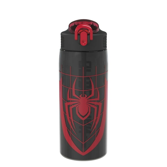 Zak Designs Spider-Man 25 ounce Reusable Plastic Water Bottle with Straw, Spider-Man