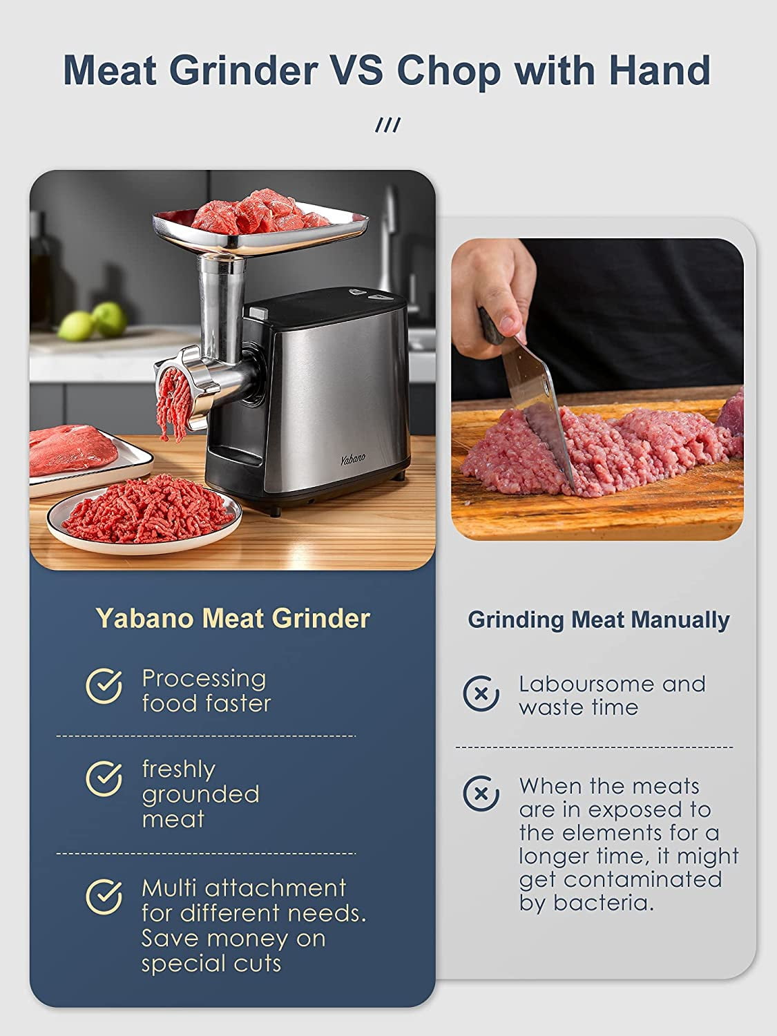 Electric Meat Grinder, Heavy Duty Meat Mincer, Sausage Stuffer Maker, Food Grinder with Sausage & Kubbe Kit, 2 Grinder Plates, Stainless Steel