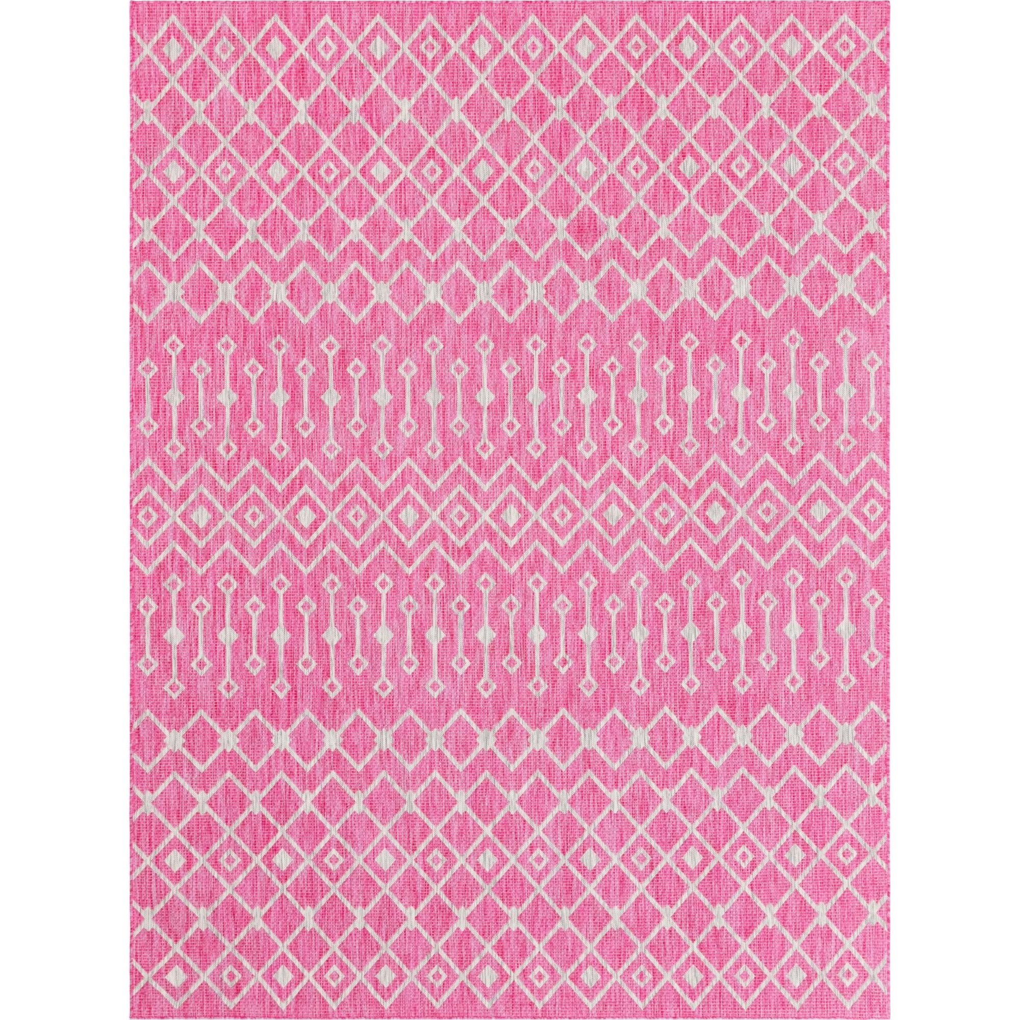 Unique Loom 9' x 12' Pink Outdoor Rug