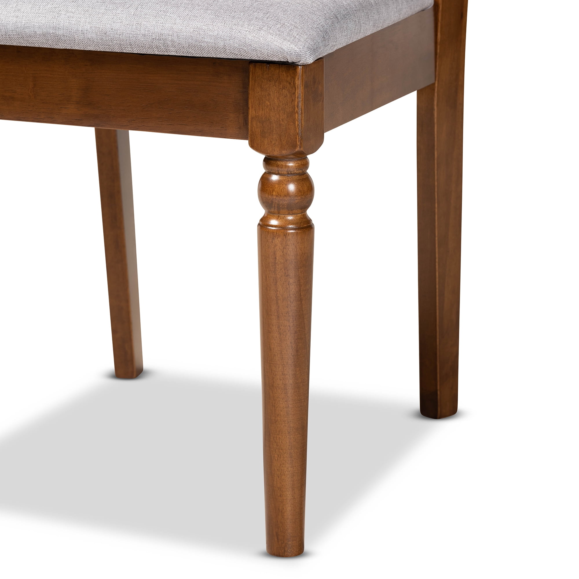 Baxton Studio Renaud Modern and Contemporary Grey Fabric Upholstered and Walnut Brown Finished Wood 2-Piece Dining Chair Set