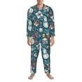 thumbnail image 3 of Susaid Christmas Snowman Gift Print Men's Long Sleeve Pajama Set, Two-Piece Button-Down Loungewear PJs Set, Comfortable Sleepwear for Relaxation-Large, 3 of 7