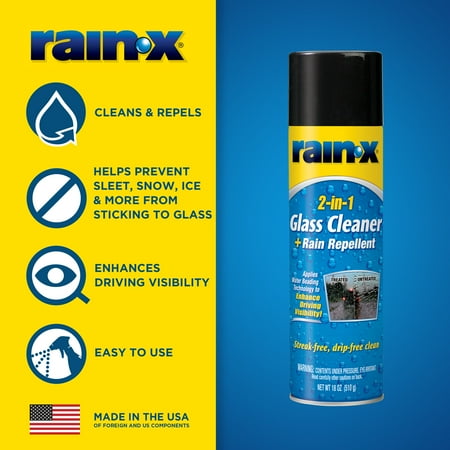 RainX 2 in 1 Glass Cleaner and Rain Repellent, 18 Ounce Aerosol - 5080233W