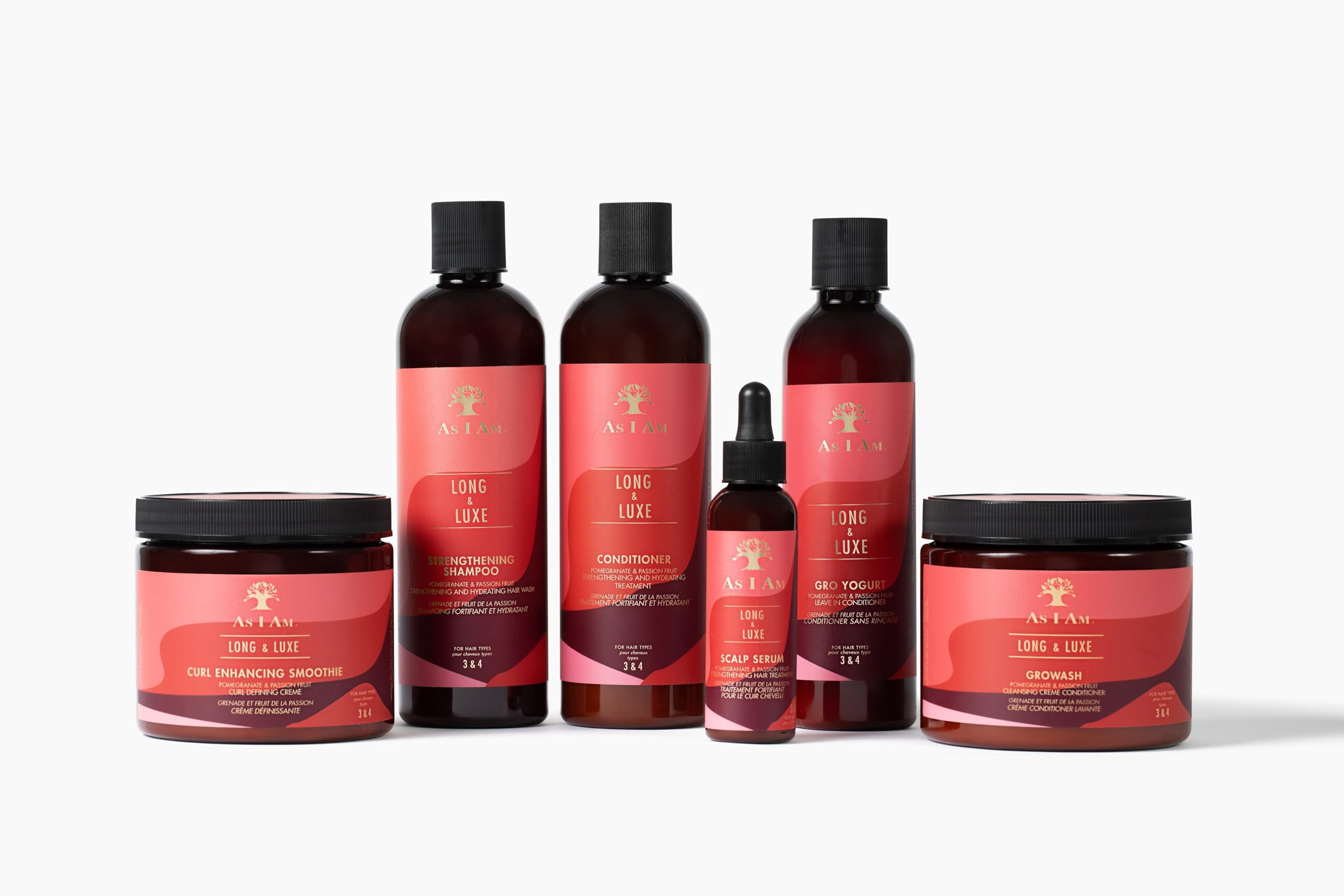 As I Am Long & Luxe Strengthening Shampoo + Conditioner Duo, 12 fl oz Each, with Pomegranate & Passion Fruit, Strengthens and Moisturizes Hair