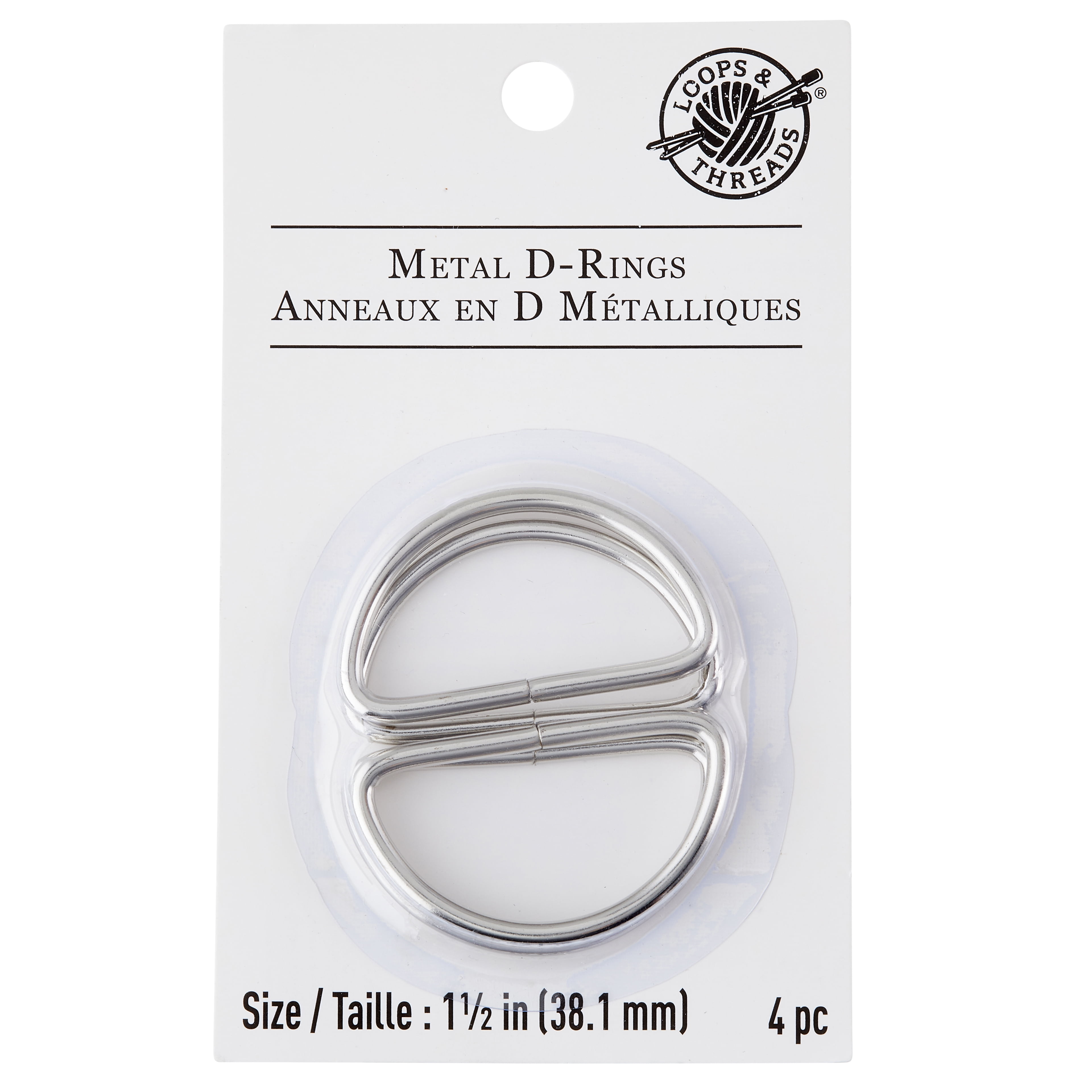 Loops & Threads 1.5" Metal D-Rings, 12 Packs: 4 ct. (48 total)