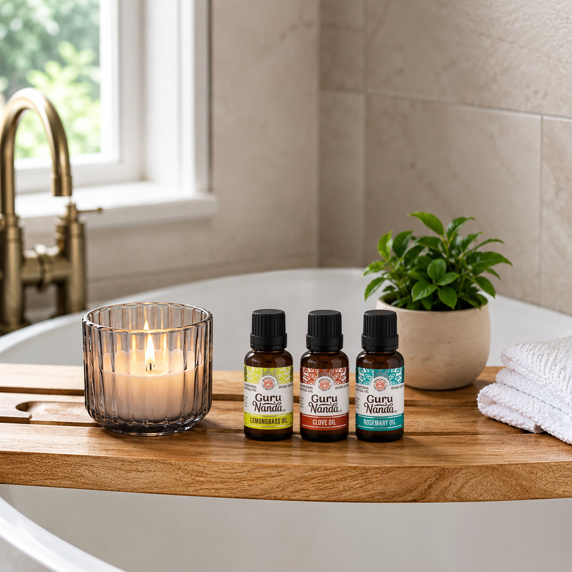 GuruNanda Herbaceous Essential Oils Collection,  Peppermint, Tea Tree, Eucalyptus, Lemongrass, Rosemary, Clove - 10 ml for Health and Wellness