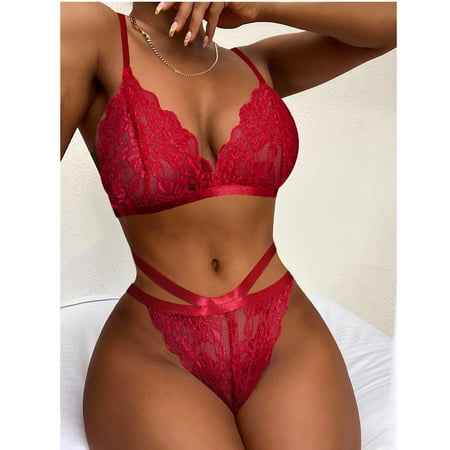 

RPVATI Women Lingerie Set Sexy Lace High Waisted Bra and Panty Set Sexy Underwire