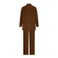 thumbnail image 4 of Mrat Work Outfits Set Office Women Long Sleeve Solid Blouse Tops and Trousers Suit Sets Outfits Sweatsuit Set S-708 Coffee XL, 4 of 5