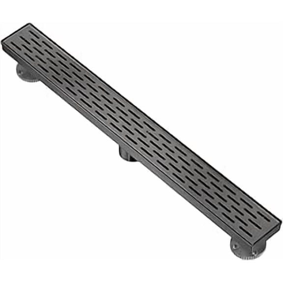 Mango Tile 24 Inch Linear Rectangle Shower Floor Drain Channel for Bathroom, Fast Drainage with Hair Strainer, CUPC Certified, Adjustable Leveling Feet with Removable Pattern Grate, Black