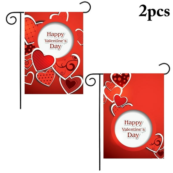 Bangcool 2PCS Garden Flag Fashion Print Garden Decor Flag House Flag for Valentine's Day