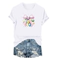 thumbnail image 2 of Zedker Easter Shirts for Women Fashion Egg Printed Casual Short Sleeve Round Neck T Shirt Tops White L, 2 of 7