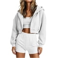 thumbnail image 4 of WAGUTH 2 Piece Sets for Women Cropped Full-Zip Drawstring Hooded Jacket & Elastic High Waist Shorts with Pockets Casual Loungewear Tracksuit, 4 of 6