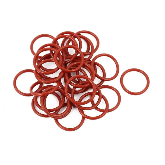 30Pcs Red 15mm x 1.5mm Silicone Rubber Gasket O Ring Sealing Ring Heat Resistant