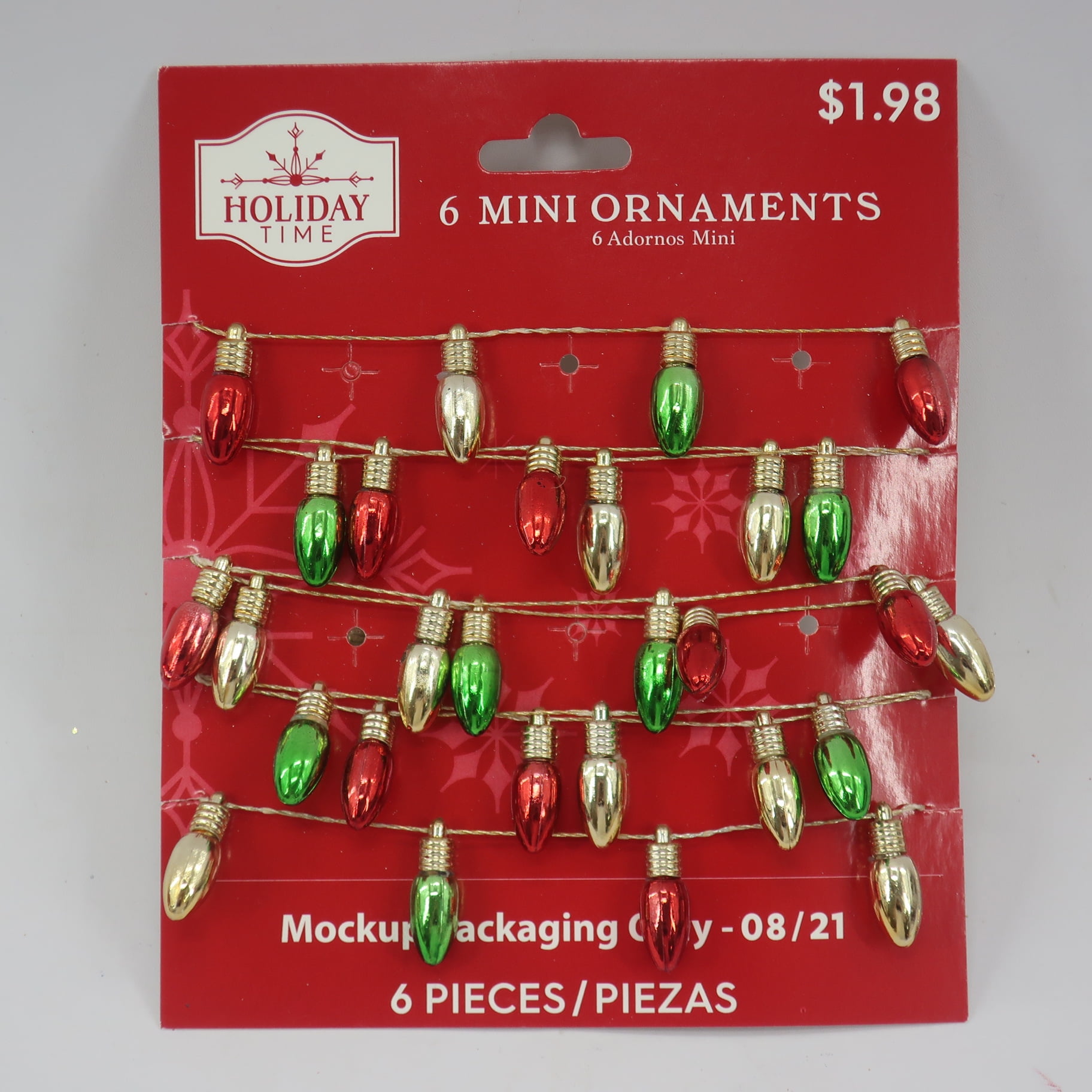 Holiday Time Red/ Green/ Gold Christmas Lights Mini Garland, 6'