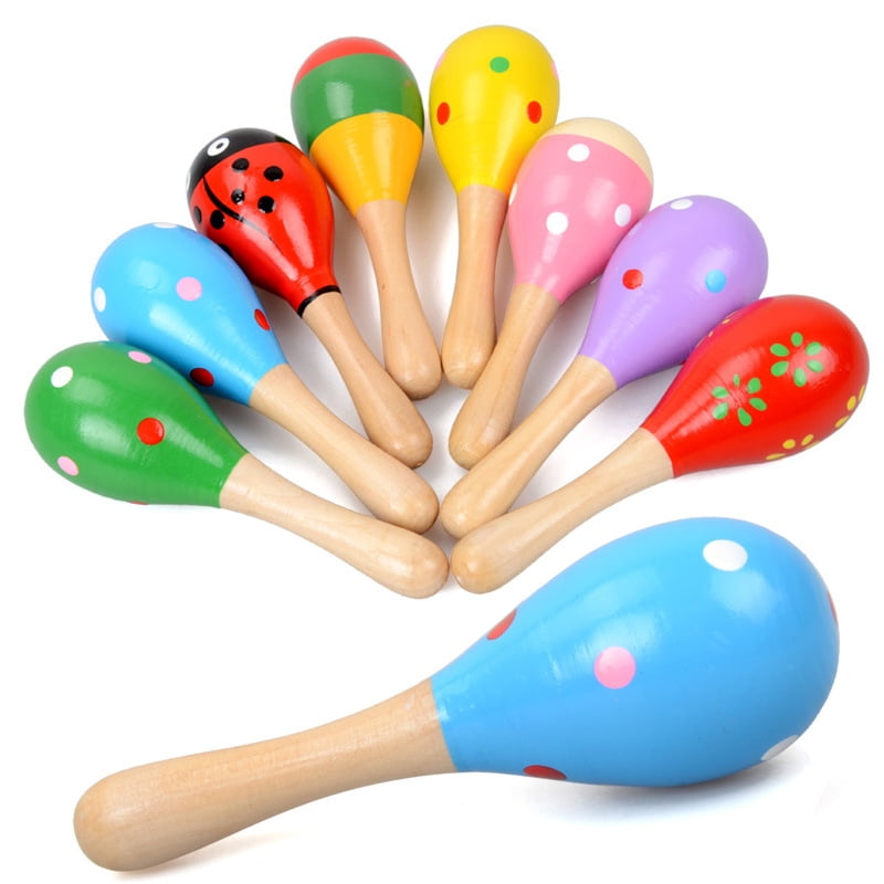 wooden baby maracas rattle