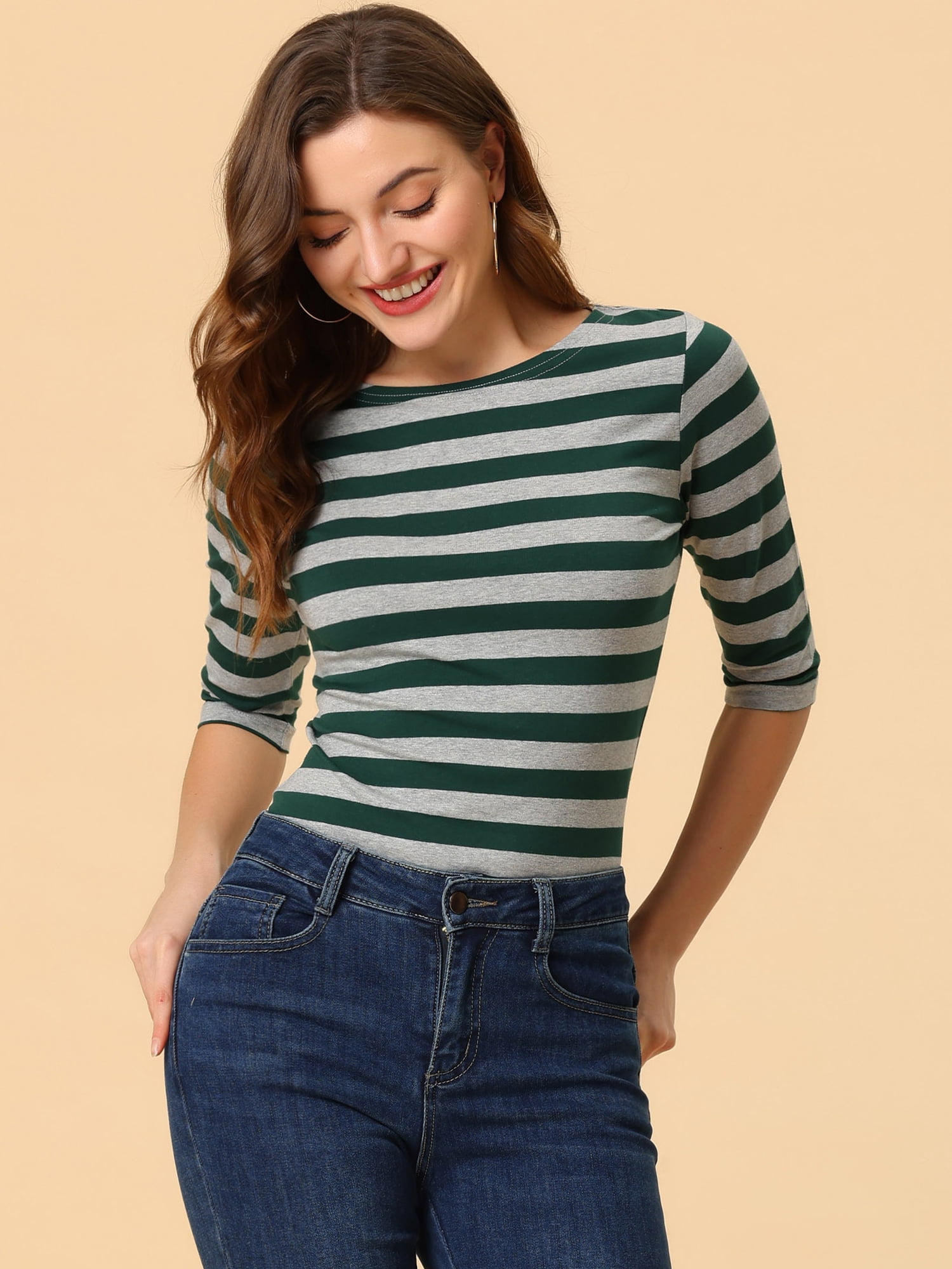 DARING DIVA Women's Halloween Costume Boat Neck Top T-Shirts M Green Gray