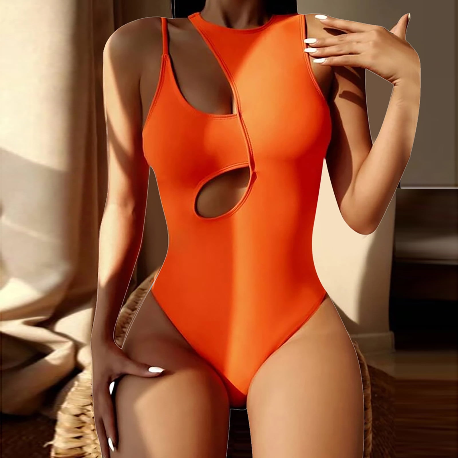 Bikini One Piece Bathing Suit for Women Womens Print Bikini Swimsuit Filled Bra One-Piece Swimwear Beachwear