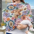 thumbnail image 3 of Renewold Baby Car Seat Cover Stretchy Carseat Canopy Baby Breastfeeding Stroller High Chair Shopping Cart Cover Infant Nursing Scarf Halloween Decoration, Highland Cow Bohemian Flower, 3 of 7