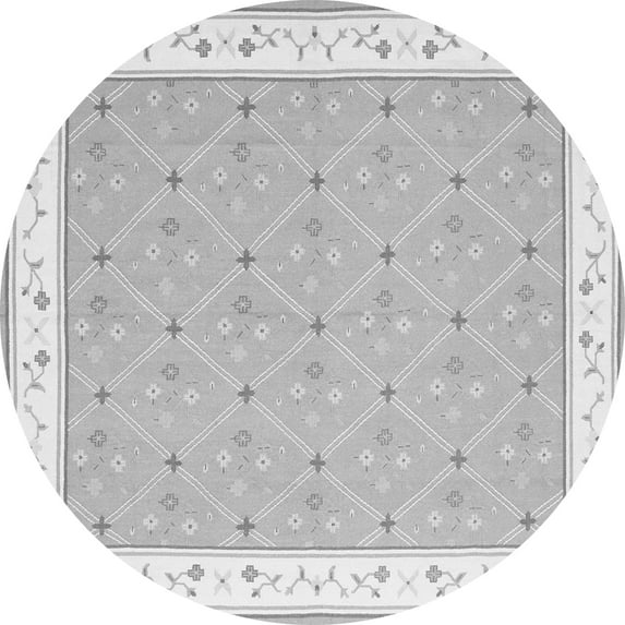 Ahgly Company Indoor Round Abstract Gray Contemporary Area Rugs, 6' Round