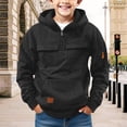 thumbnail image 7 of Abcomgle Boys Cargo Hoodies Oversized Quarter Zip Sweatshirt Boys Tactical Long Sleeve Boys Pullover Hoodies Athletic Outdoor Workout Hoodies for Boys Kids with Cargo Pockets,10-11 Years,Black, 7 of 7