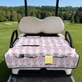 thumbnail image 3 of COEQINE Golf Cart Seat Cover Blanket Towel Accessories, Portable Foldable Design with Carry Handle, Universal Fit for EZGO/Yamaha/Club Car with 4 Pockets, Purple Bow Golf Diamond Pattern, 3 of 8