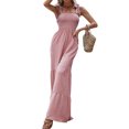 thumbnail image 2 of SAYOO Mono de Pierna Ancha de Verano para Mujer, Mameluco con Cuello de Barco de Color Sólido Sin Mangas con Lazo SAYOO Moda, 2 of 9