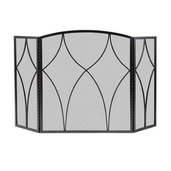 Panacea Produits 249039 33,5 x 48 Po. Écran de Cheminée Style Diamant 3 Panneaux, Noir