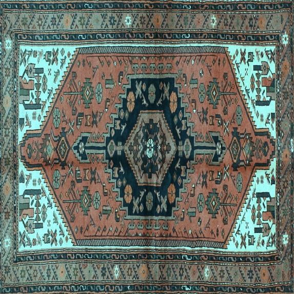 Ahgly Company Indoor Square Persian Light Blue Traditional Area Rugs, 8' Square
