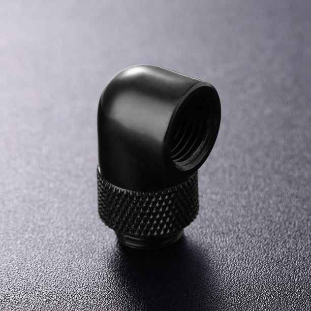 Conector G1/4 Rosca G1/4 Adaptador de montaje de 90 grados Conector rotativo refrigerado por agua (Negro)