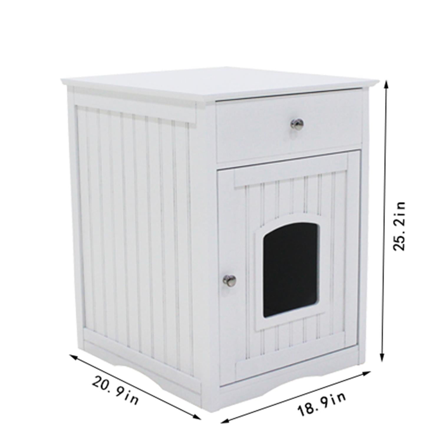 Pefilos 25" Cat Houses for Indoors, Wooden Cat Shelter Pet House, Enclosure Cat Litter Box, Hidden Toilet House, White Pefilos 25" Cat Houses for Indoors, Wooden Cat Shelter Pet House, Enclosure Cat Litter Box, Hidden Toilet House, White