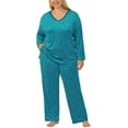 thumbnail image 5 of Nautica Womens Pajamas - Cozy Silky Fleece - 2 Piece Long Sleeve Winter Sleepwear Set for Women (Teal Print/Small), 5 of 7