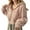 Pink, variant on WEIYLL Women's Fashion Hoodies & Sweatshirts Warm Plush Short Elastic Zipper Beige Going Out Fall Tops (size M )