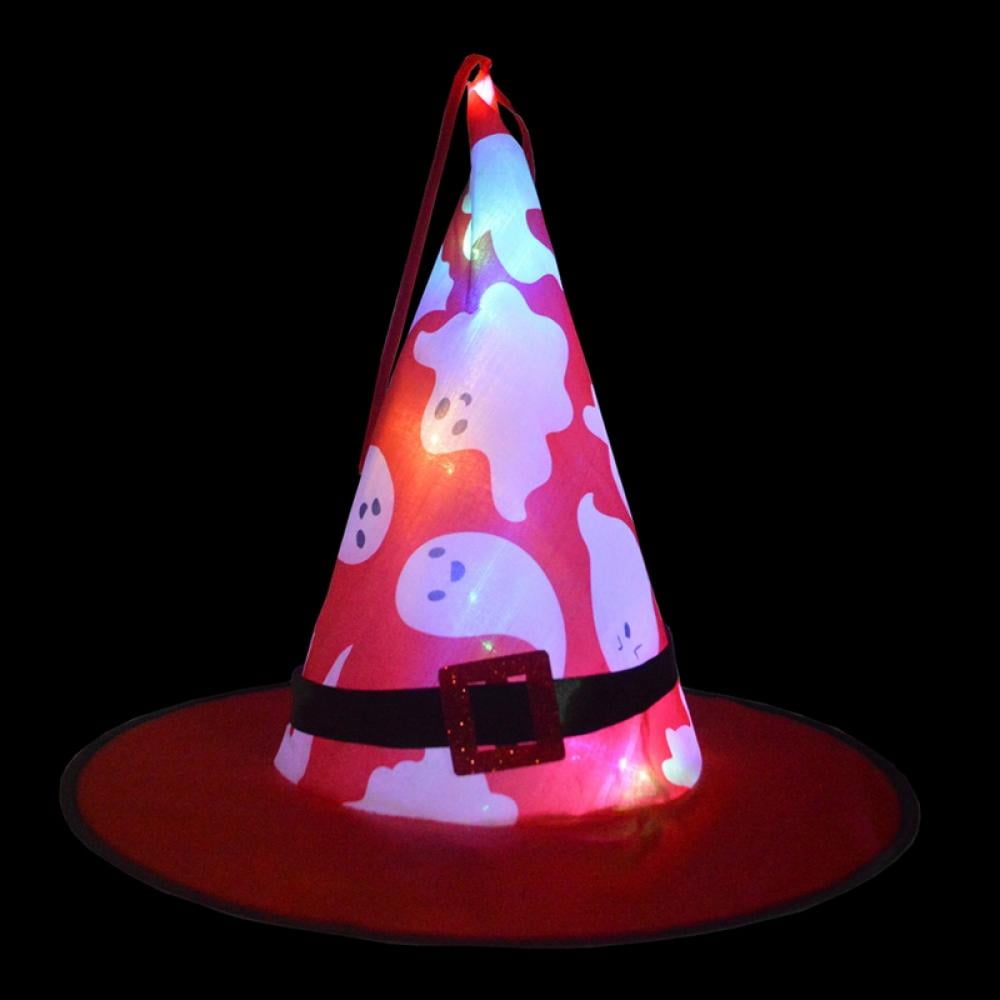 Halloween LED Lighted Witch Hats Hanging Decoration Hat Set, Glowing