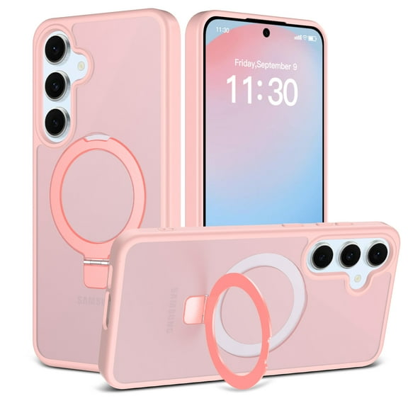 for Samsung Galaxy A36 5G Case, TPU   PC, Ultra Slim Semi-Transparent Cover with Built-In Magnetic Kickstand, Compatible with Wireless Charging & Magnetic Car Mount for A36 5G, Pink