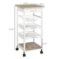 thumbnail image 6 of Spaco Mobile Kitchen Cart with Solid Wood Frame, Rolling Kitchen Island with Storage and Drawer, Utility Cart with Wire Fruit Baskets for Indoor as Kitchen, Bar, Dining Room, White, 6 of 7