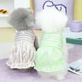 thumbnail image 1 of CBFFDC Puppy Skirt Breathable Mesh Dog Dress Striped Print Buttons Decor Ruffled Hem Contrast Color Patchwork Puppy Summer Skirt, 1 of 7