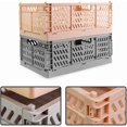 thumbnail image 3 of Juego de 2 cajas de almacenamiento de plástico plegables, caja de almacenamiento de plástico plegable para habitación de niños, cocina, oficina (rosa, 30,5 x 20 x 12,2 cm) Sincero Electrónica, 3 of 4