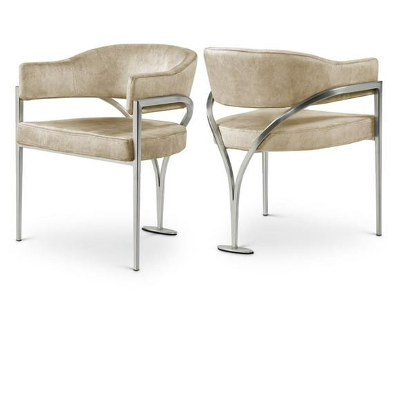 Maklaine Modern / Contemporary Beige Velvet Dining Chair (Set of 2)