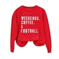 thumbnail image 3 of SYMOID Womens Red Long Sleeve Crew Neck Graphic Sweatshirt - Soft 100% Polyester, Relaxed Fit, "Weekends Coffee & Football" Print for Game Days & Casual Wear,Size L, 3 of 3