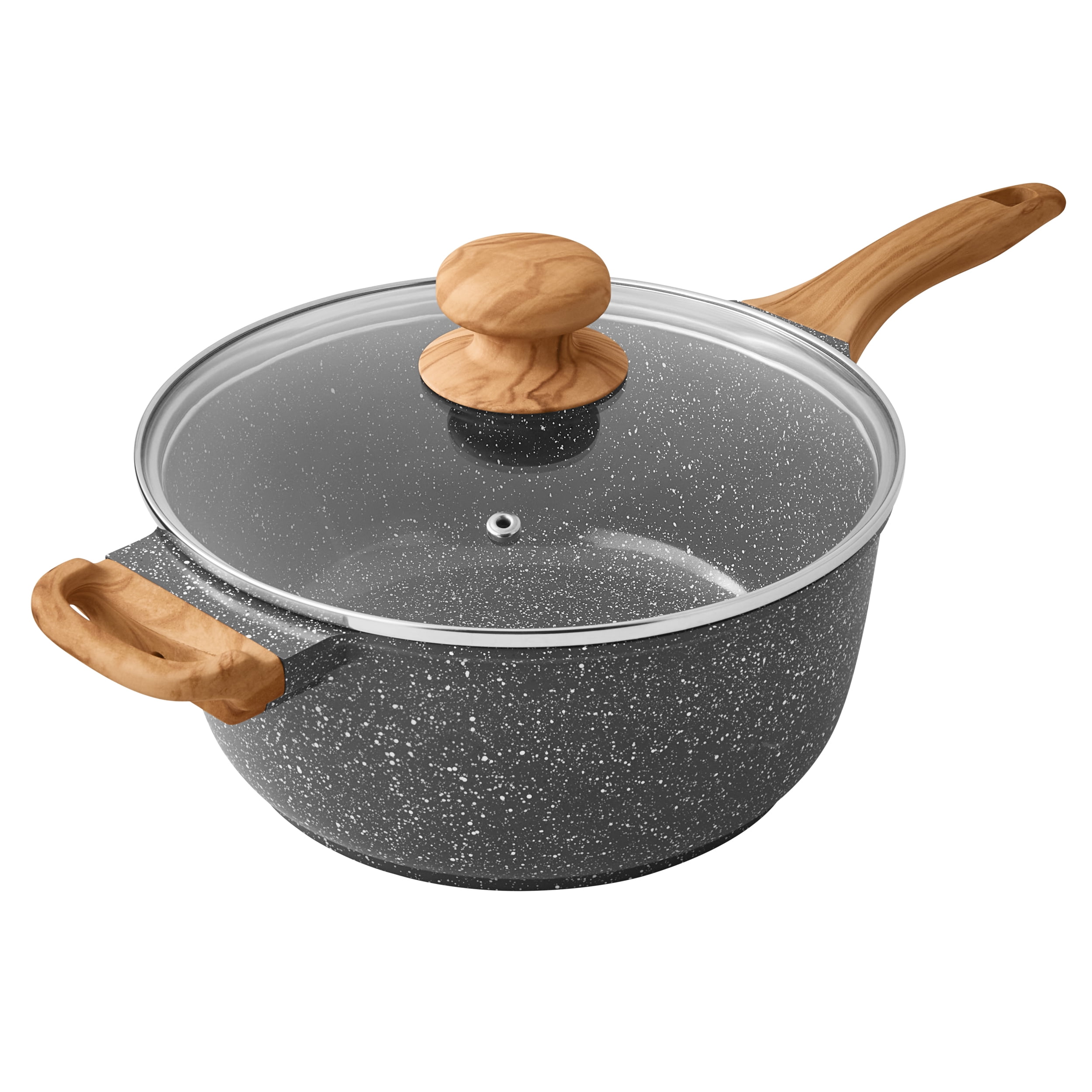 The Pioneer Woman Prairie Signature 4-Quart Cast Aluminum Sauce Pan, Charcoal Speckle