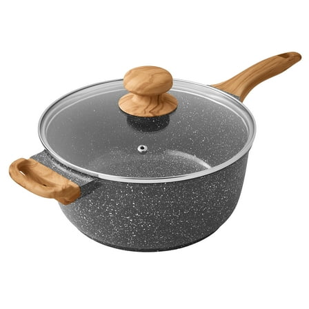 The Pioneer Woman Prairie Signature 4-Quart Cast Aluminum Sauce Pan, Charcoal Speckle