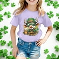 thumbnail image 2 of Shamrock Printed Kids Tops St Patricks Day Short Sleeve Round Neck T-Shirts Soft Cotton Casual Comfortable Spring Summer Boys Girls Apparel 8-9 Years, 2 of 4