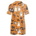 thumbnail image 4 of Kilaqueen Spooky Plus Size Pajamas for Women Set Casual Soft Comfy Fall Pajamas Halloween Pajamas Button Down Shirts with Bottoms 2 Piece Pjs Sets, 4 of 6