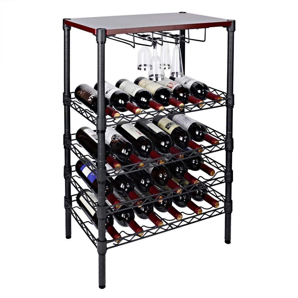 SortWise 24 Bottles Wine Display Rack Free Standing Storage Shelf with