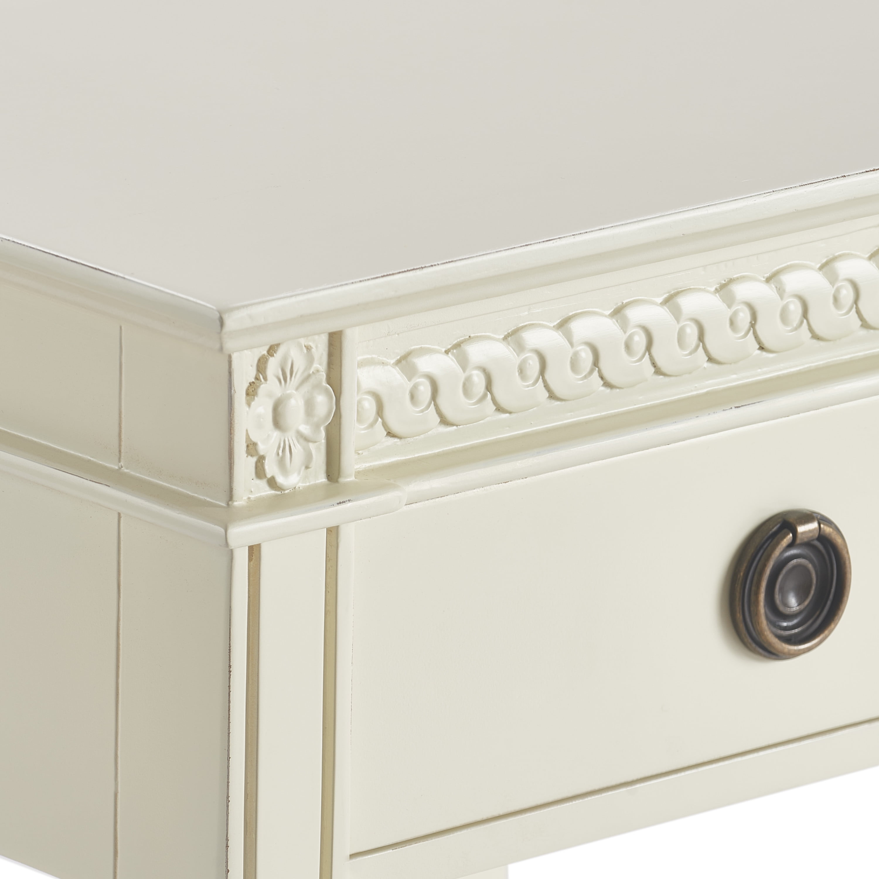 Finch Westport Modern Bedside Accent End Table with Storage, Vintage Cream