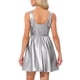 thumbnail image 3 of Vestido Tank Inspire Chic para Mujer, Sin Mangas, de Cuero Sintético, Corte A, Mini Vestidos S Plata, 3 of 6