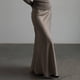 thumbnail image 4 of 2025 Falda larga de satén para mujer - Cintura alta, bajo acampanado en línea A - Vestido elegante para cócteles y bodas, 4 of 5