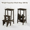 thumbnail image 2 of Hyxoo 3 Tier Folding Step Ladder, Multifunction 3-in-1 Wood Step Stool, Display Ladder and Storage Shelf for Library, Home Kitchen, Household Work, Brown, 2 of 9