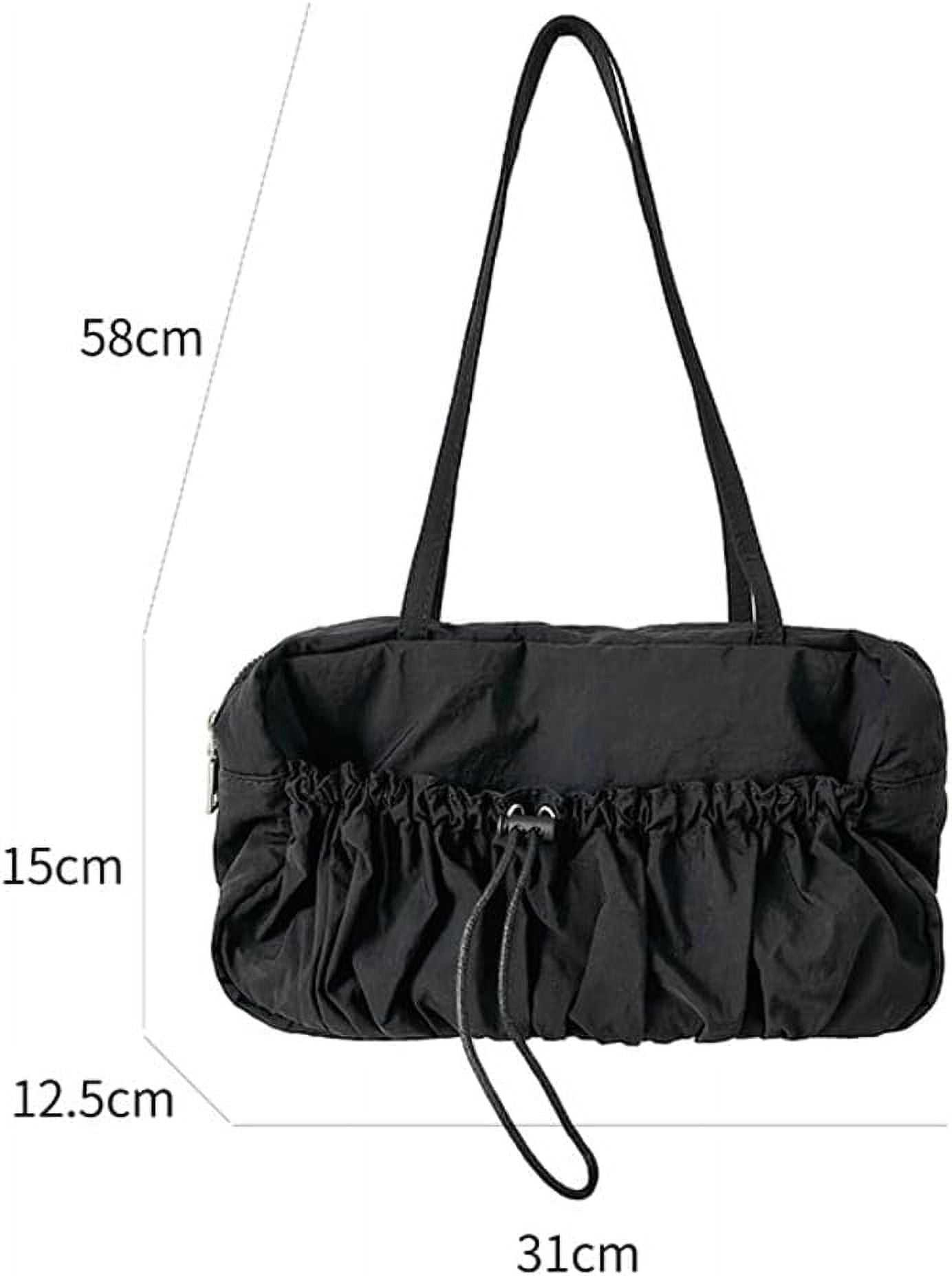 Zhengup Nylon Hobo Bag for Women Shoulder Bag Purse Large Capacity Totes Handbag Drawstring Pleated Top Handle Bag